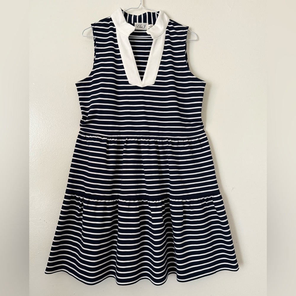 Eliza J Nautical Stripe Sleeveless V-Neck Mini Dress